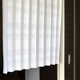 Accordion Curtain, Flattering Curtain, Room Divider, Small Window, Floral Pattern, Flower, Border, White, Width 38.2 x Length 39.4 inches (97 x 100 cm), Patapatta Cafe 10574