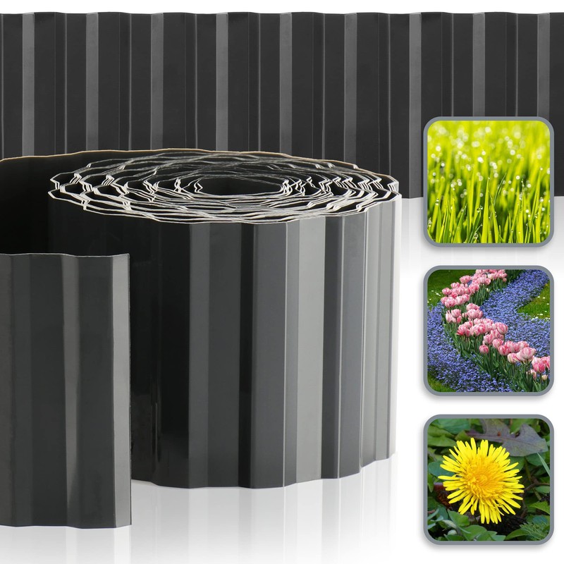 com-four® lawn edging made of plastic - flower bed edging