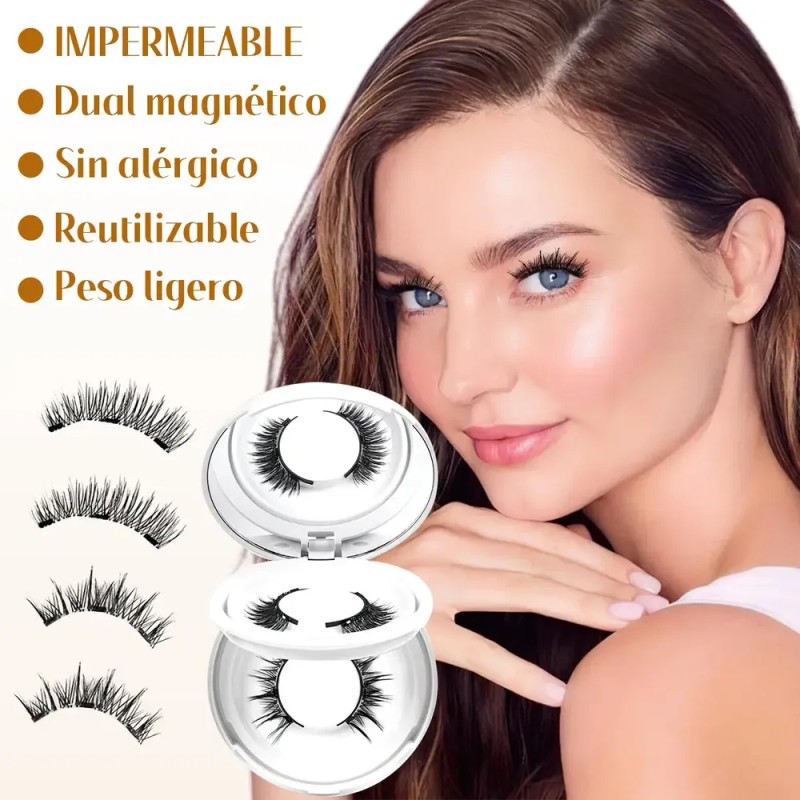 Kit De Pestañas Magnéticas Reutilizables Con Aplicador 2pars