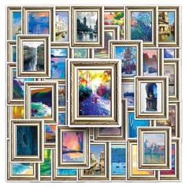Pack of 50 Oil Painting Stickers Car Laptop Phone Guitar Skateboard Motorcycle Bicycle Oil Painting Stickers Set Vinyl Waterproof Aesthetic Stickers for Teenagers Children Adults