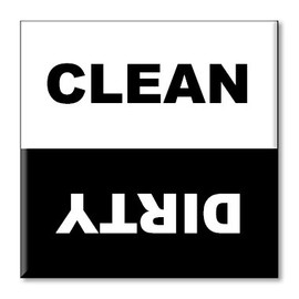 Guajolote Prints Dishwasher Magnet, Strong Clean and Dirty Sign (Black and White, 1 Count, Metal, 2.5 x 2.5 inches)