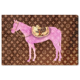 Oliver Gal Country Farmhouse Rustic Home Décor Canvas Print Painting Animal Wall Art, 'Pink Fashion Horse LV' in Pink/Brown, Gallery Wrapped, 54x36