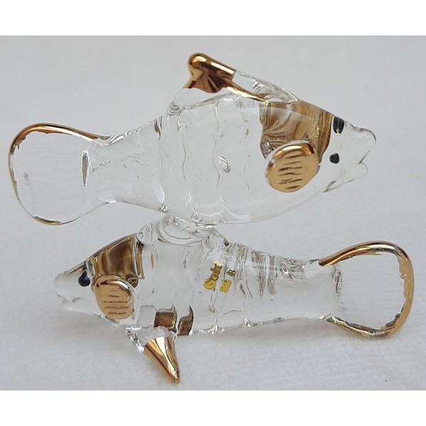 Generico Dekofigur Fische aus Glas mit Golddetails, Sternzeichen, transparenter Kristall