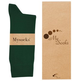Mysocks Unisex 5 Pairs Socks Seamless Toe Extra Fine Combed Cotton Plain Pine Green 7-11