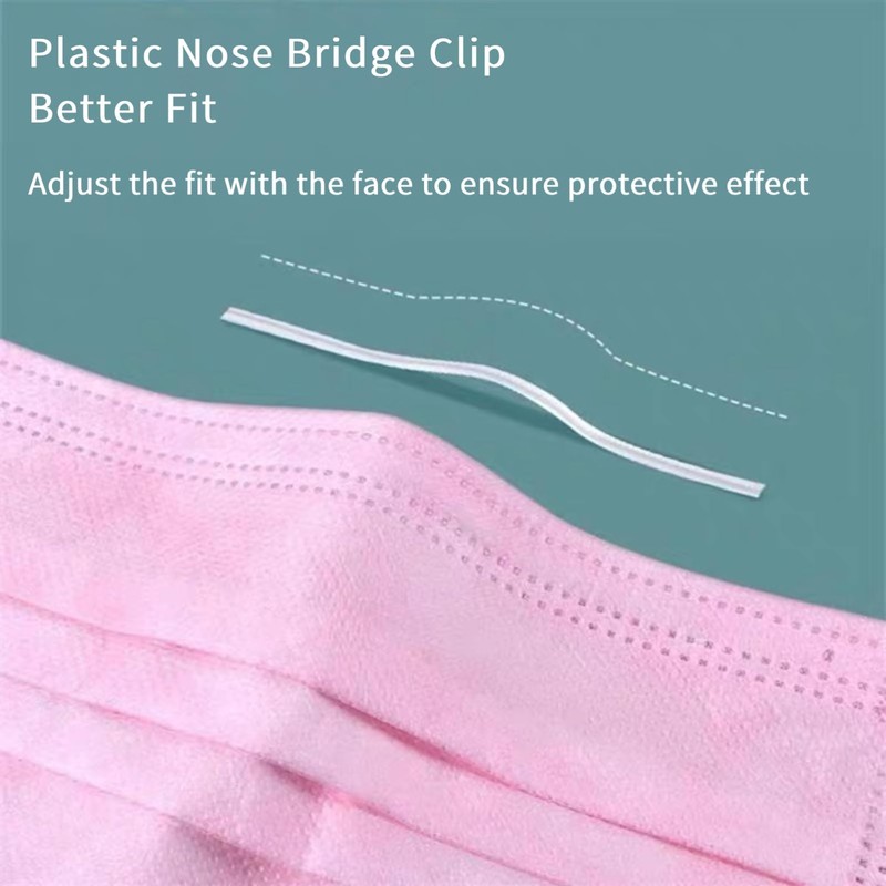 Generic 50 Pack Pink Disposable Face Mask for Adults, Solid