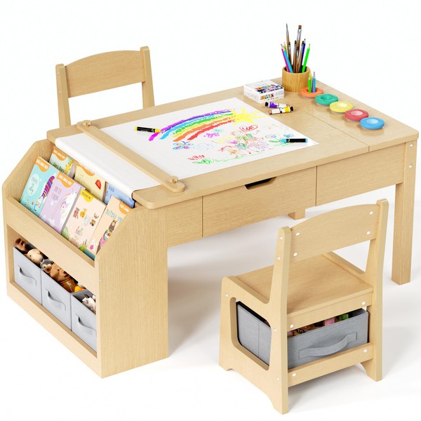 5-in-1 Kids Art Table and Chairs, Toddler Table and Chair