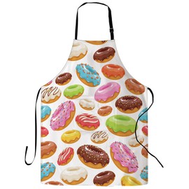 CIAIDU Colorful Glazed Donuts Apron, Stocking Stuffers Adjustable Neck Strap, Suitable Gifts for Home Kitchen Cooking Waitress Chef Grill Bistro Baking BBQ Cobbler Apron