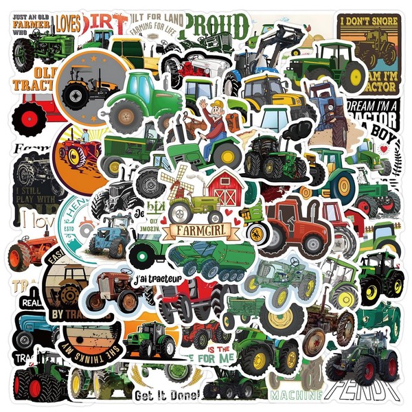 Pack of 60 Tractor Stickers, Vehicles, DIY Waterproof Excavator Stickers,