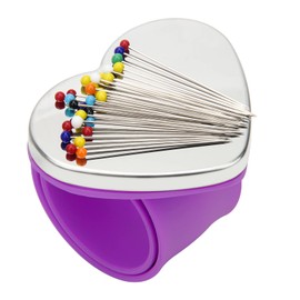 Magnetic Wrist Sewing, Portable Arm Pin Cushion Magnetic Pincushion with Wristband (Purple)