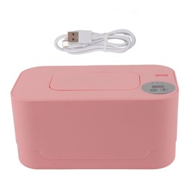 Wipes Warmer with Night Light Temperature Adjustable Refillable Multifunctional Portable USB Baby Wipes Holder Dispenser Pink