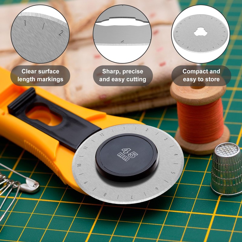 Abizarch 10Pcs Crochet Edge Rotary Cutter Blade Set 45mm Perforating