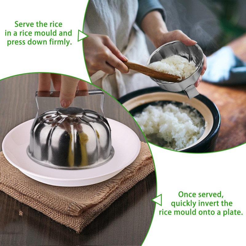 2PCS Rice Mold, Stainless Steel Flower Petal Shape Fired Rice