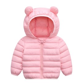 Achiyi Winter Coats Puffer Padded Jacket for Toddler Boys Girls Kids Light Outwear Cute Bear Ears with Hoods Clothing