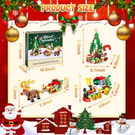 Gytera Christmas Advent Calendar 2024 for Kids and Adults, 24 Days Countdown with Building Blocks Set, Christmas Themed Puzzles, Building Set for Christmas Decorations, Christmas Gifts for Kids