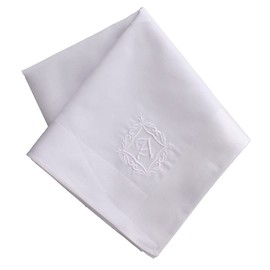 Blooming Men's Initial Cotton Handkerchief, White, 100% Cotton, Approx. 18.5 inches (47 cm), Gentleman's Business Gift, Gift, a