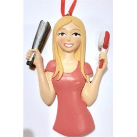 pk New Blonde Hairdersser Ornament Cute Hair Dresser Beautician Always in The Mirror Doing Hair Makeup Blond