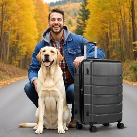 Simple Deluxe 24 Inch Expandable Hardside Carry On with Spinner Wheels & TSA Lock, ABS Hard Shell Lightweight Rolling Luggage Suitcase, Black-C