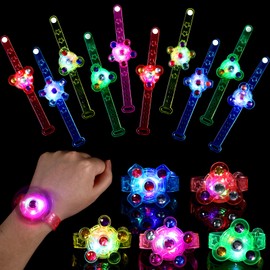 SCIONE 12 Pack LED Light Up Bracelets for Kids Glow Bracelets with Three Flashing Modes Party Bag Fillers for Kids Birthday Gifts Classroom Prizes
