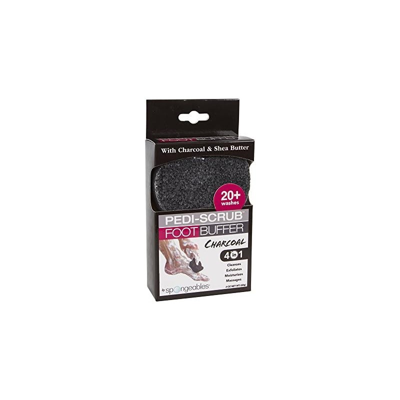 Spongeables Pedi-Scrub Foot Buffer, Charcoal Sweet Sangria, Contains Shea Butter