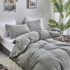 CLOTHKNOW Grey Velvet Twin Comforter Set 3Pcs Gray Fluffy Bedding