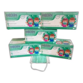 Ambiderm 250 Cubre Bocas Tricapa Infantil Niños Termosellado
