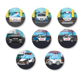 Police Car Birthday Party Labels Stickers Police Themed Birthday Party Decor for Kid Boys Girls 1st Birthday Party Baby Shower Decorations Graduation Party Supplies 240 PCS