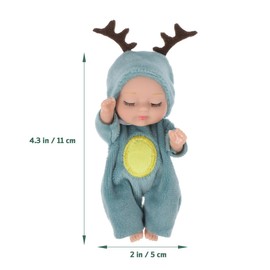 UPKOCH 6 Piezas Mini MuñEcas Bebé Reborn con Ropa De Animales, MuñEcas Pequeñas para Niñas, Juguetes Miniatura, DecoracióN Y Regalos, 11 Cm