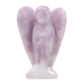 Justinstones Carved Lepidolite Lithium Mica Gemstone Peace Angel Pocket Guardian AngelHealing Statue 1.6 inch