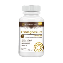 HEALTHADDICTION - Magnesio Complex - TriMagnesium – Suplemento Alimenticio con Bisglicinato, Malato y Taurato de Magnesio + Vitamina B6 – Cápsulas de 