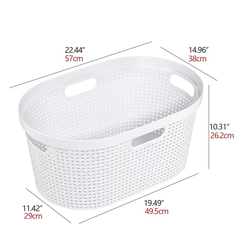 Idotry 40 L Large Plastic Laundry Hamper, Ventilated Clothes Basket