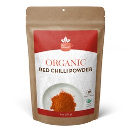 SPICY ORGANIC Red Chili Powder - USDA Organic - Non-GMO, Gluten-Free - No Added Preservatives and Color - 45 Servings Per Container, 8Oz (227 grams)