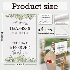 HSIASHENG Reserved Seating Signs for Chairs - This Row is Reserved Pew Cloths Seating Placeholder for Church Pews Wedding - Sage Green Wedding Decor - 4 Pc