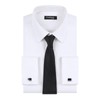 FAHIZO Men's White Dress Shirt French Cuffs with Cufflinks and