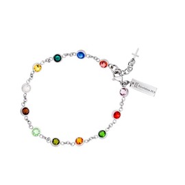 Shields of Strength Women's Gemstone Station Bracelet Inscribed with Revelation 21:5 Christian Bible Verse Faith Religious Jewelry