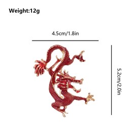 FAIRYGATE Women's Brooches & Pins Red Brooch Dragon Pins for Women Animal Zodiac Brooches for Men Shawl Clips Collar Suit Tie Lapel Pin Dress Accessories Boutonniere Ideas Gift B2346