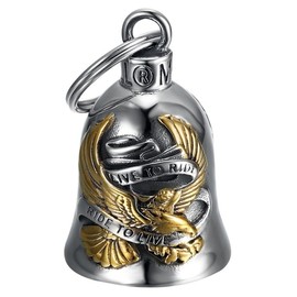 BOBIJOO JEWELRY - Clochette Moto Aigle US Live to Ride Porte-Bonheur Mocy Bell Acier Stainless Steel Argent Or