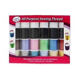 Allary 4857-GB Designers Choice All Purpose Polyester Sewing Thread Spools 200 Yards Each - Multicolored in Box - Multipack Bundles (Set of 24 Spools)