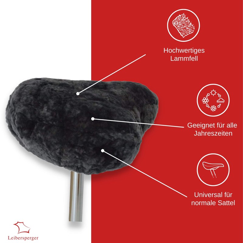 Leibersperger-Felle Bicycle Saddle Cover Made of High-Quality Lambskin Size M