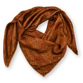 Helder Creek Co Wild Rag Silk Scarf 36'', Western Cowboy Bandana Square Silky Floral Tooled Leather Scarves, Wild Rags for Men & Women (Leather Brown & Tan)