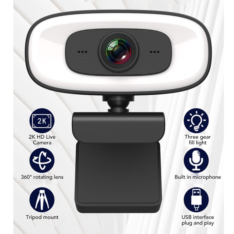 Computer Camera Driverless 3840x2160P USB 2.0 with Fill Light Microphone