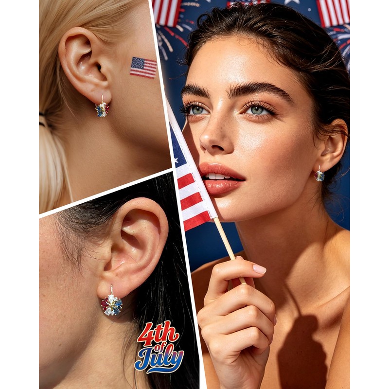 Elaximn Vintage 14K Gold Plated Flower 4th of July Independence