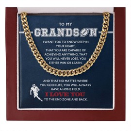 Leonadora Football Chain from Grandmother, Grandson Gifts, Football Necklace For Boys, Football Chains for Boys, To Our Grandson from Grandma Grandpa, Boy Chains Gifts, Best Gift from Grandfather For Men (Gold (Luxury Box), Football)