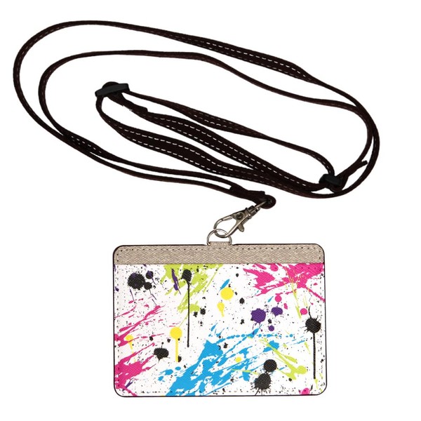 [Granthunk] Colorful Ink ID Card Holder with Neck Strap, White