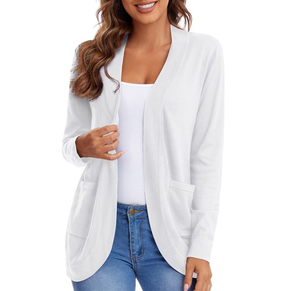 Urban CoCo Womens' Long Sleeve Knit Sweater Cardigans Curved Hem