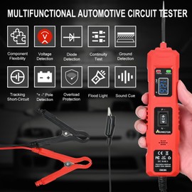 AERMOTOR 6V-48V DC Car Power Circuit Probe Tester with LED Lights, Electrical Automotive Digital Display Short Finder with 4.5M Cable