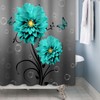 Blue Flower Butterfly Shower Curtain Teal Turquoise Blue Dahlia Bathroom