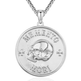 Eusense Memento Mori Necklace for Women Men 925 Sterling Silver Memento Mori Pendant Memento Mori Jewelry Gifts for Her Him