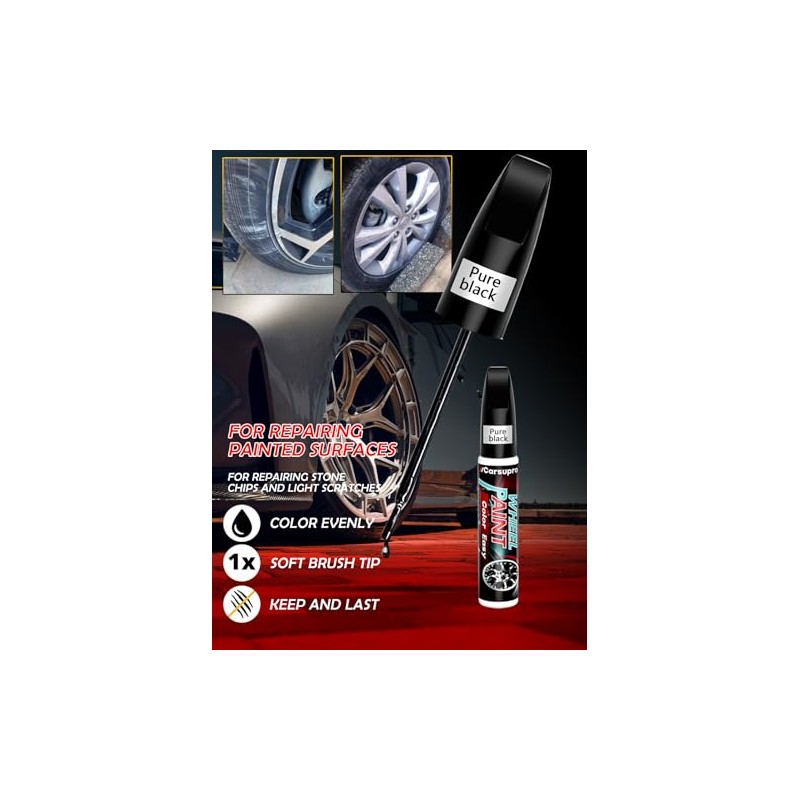 Carsupro Gloss Black Rim Paint, Car Wheel Touch up Paint,Wheel