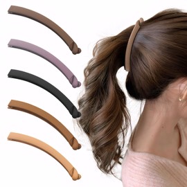 5PCS Bannan Clips, Bannan Clips for Hair, Matte Strong setting, Non-slip, Suitable for Women's Thick and Sparse Hair (Black, Caramel, Coffee, Camel, Light Purple)