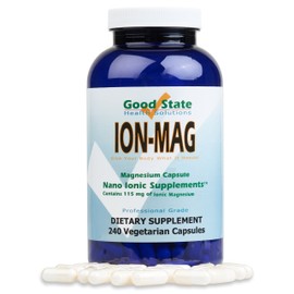 Good State ION-MAG - Ionic Magnesium Capsules - (115 mg Each Serving) (240 Veggie Capsules) | Men and Women’s Nano Ionic Dietary Supplement